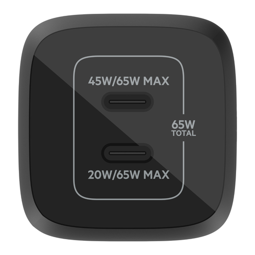 USB-C-GaN-Ladegerät mit zwei Anschlüssen und PPS (65 W)